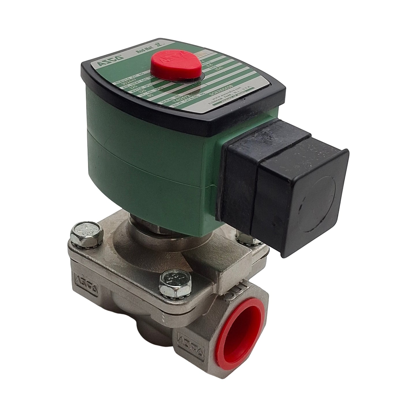 New ASCO SC8210G038 Solenoid Valve, 3/4" NPT Ports, 125psi, 2-Way NO, 24VDC Coil
