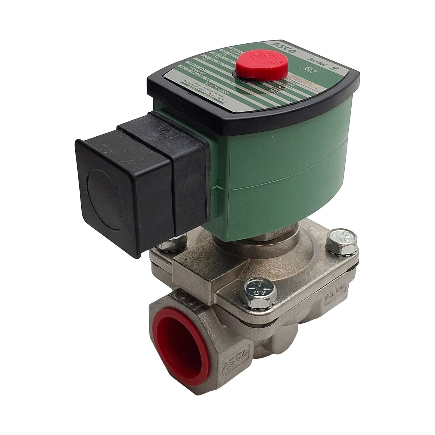 New ASCO SC8210G038 Solenoid Valve, 3/4" NPT Ports, 125psi, 2-Way NO, 24VDC Coil