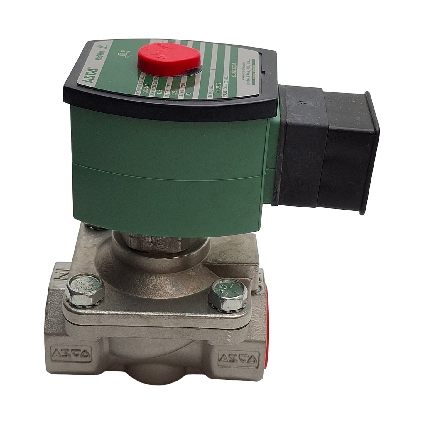 New ASCO SC8210G038 Solenoid Valve, 3/4" NPT Ports, 125psi, 2-Way NO, 24VDC Coil