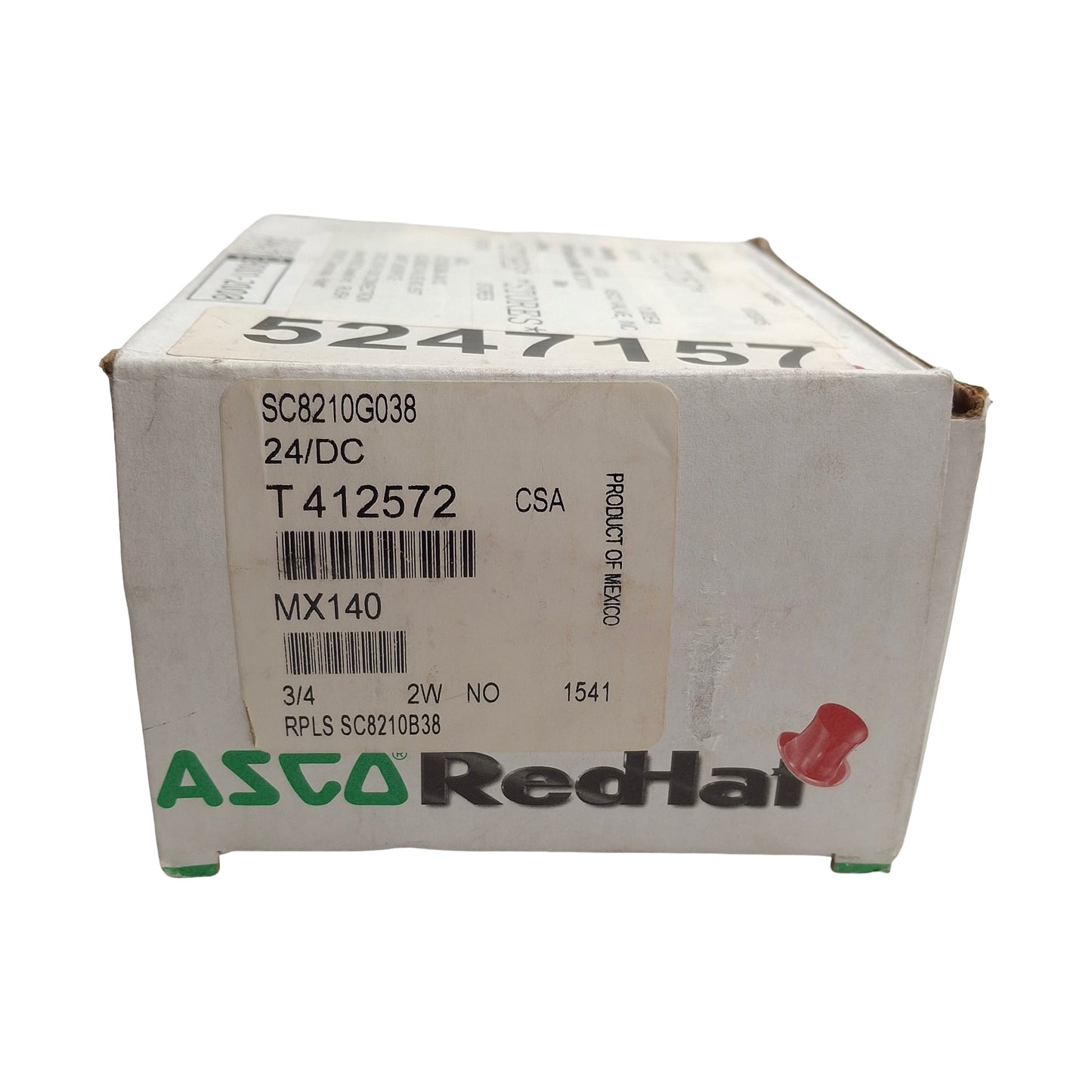 New ASCO SC8210G038 Solenoid Valve, 3/4" NPT Ports, 125psi, 2-Way NO, 24VDC Coil