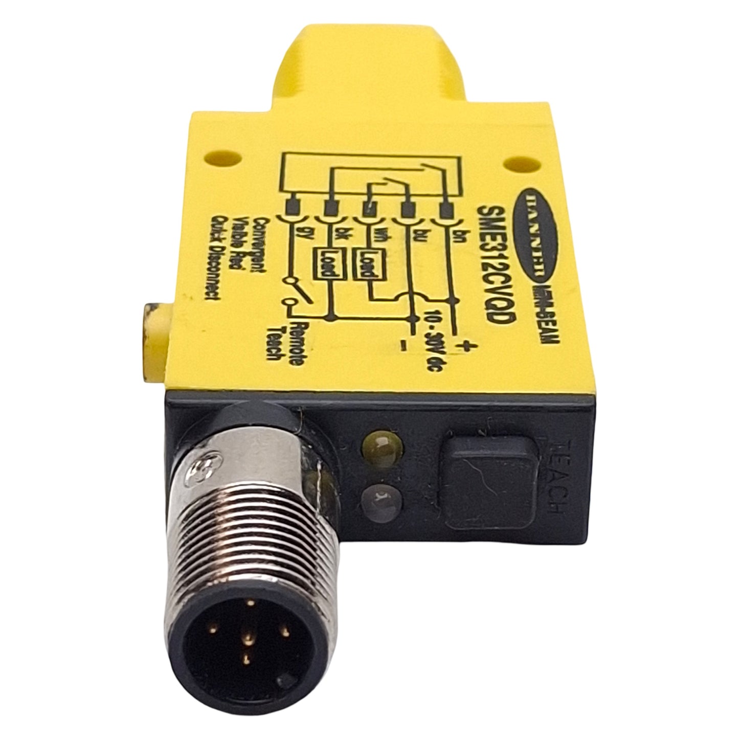 Used Banner SME312CVQD Photoelectric Sensor, NPN/PNP, 16mm Range, 10-30VDC, 5-Pin M12