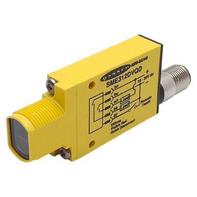Used Banner SME312DVQD Photoelectric Sensor, NPN/PNP, 1.1m Range, 10-30VDC, 5-Pin M12