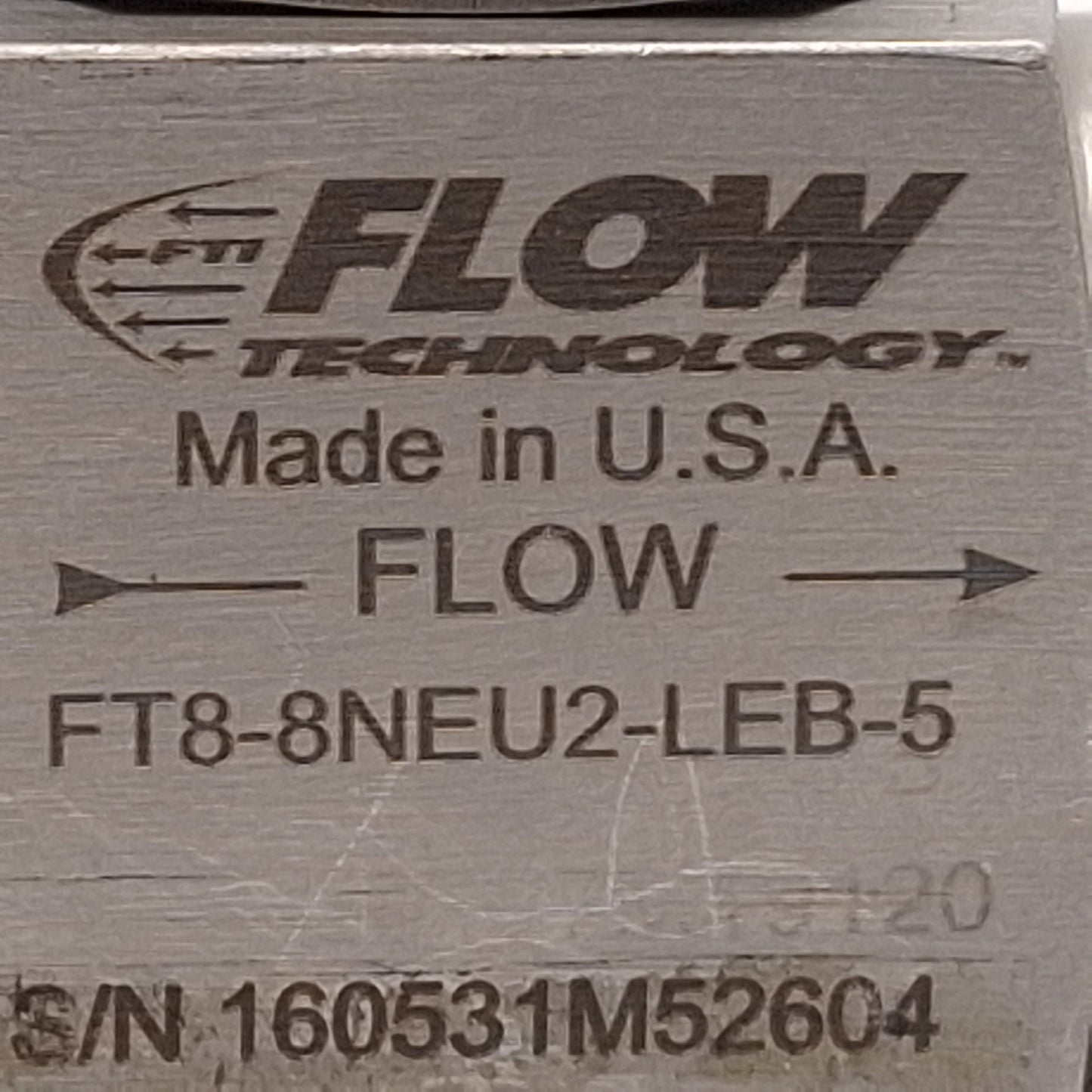 Used FTI FT8-8NEU2-LEB-5 Turbine Liquid Flowmeter, 0.75-7.5gpm, 2000Hz, 1/2NPT, 316SS