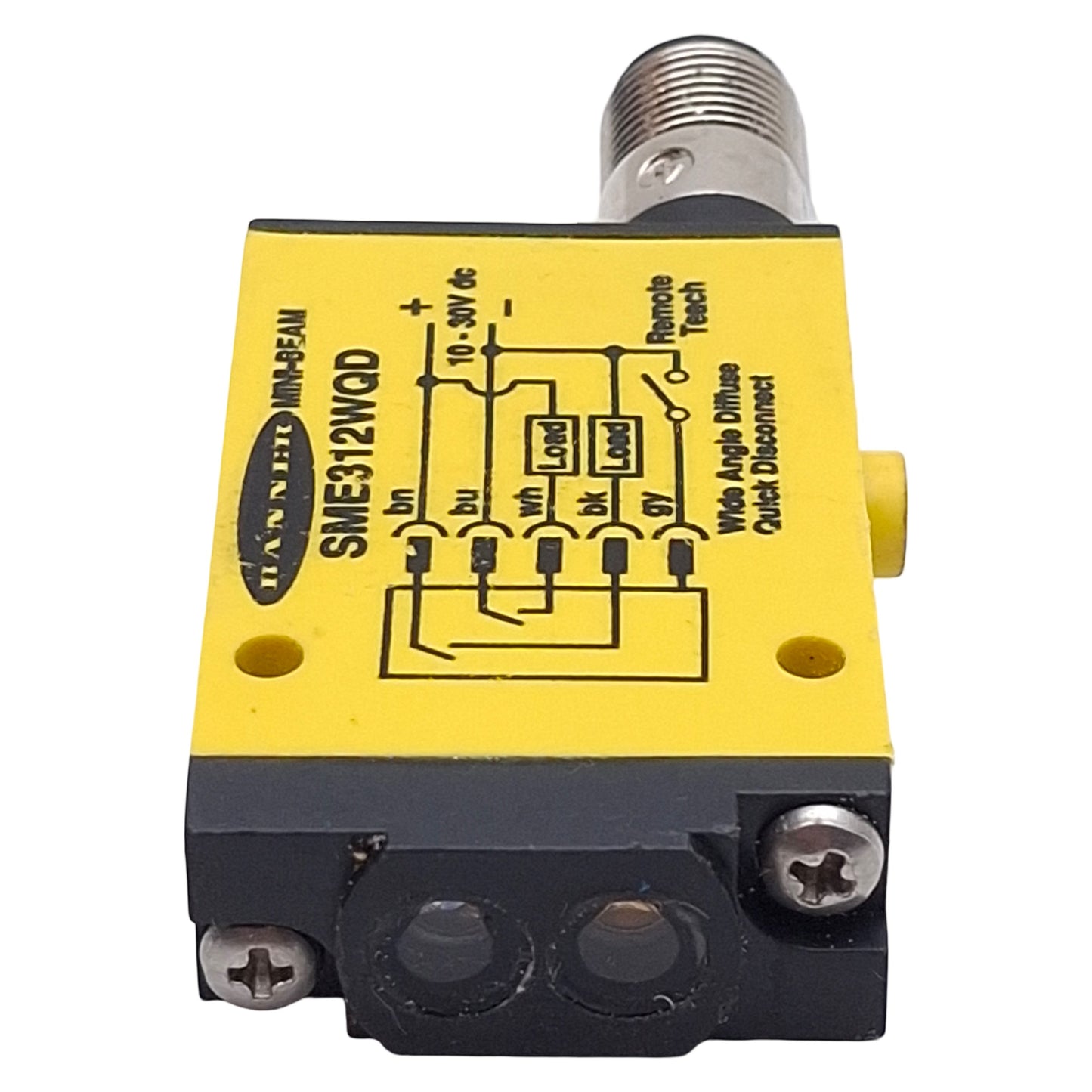 Used Banner SME312WQD Photoelectronic Sensor, NPN/PNP, 130mm Range, 30VDC, 5-Pin M12