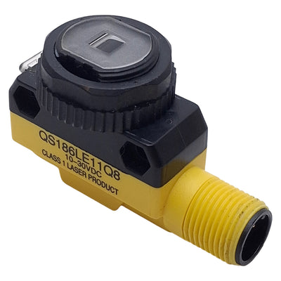 Used Banner QS186LE11Q8 Photoelectronic Sensor, 15m Range, 10-30VDC, 4-Pin M12, M18