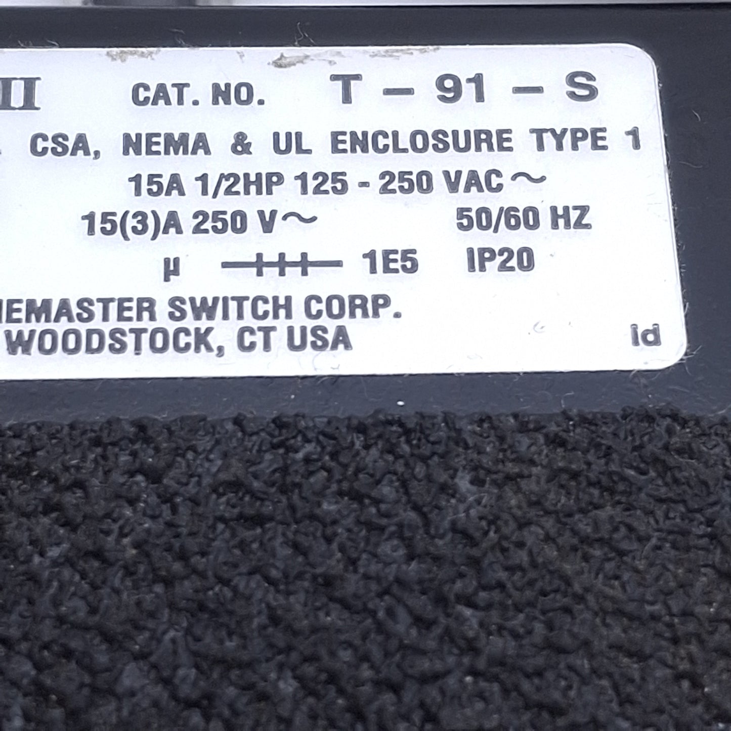 Used Linemaster T-91-S Treadlite II Momentary Foot Pedal Switch 1/2HP, 125-250VAC 15A