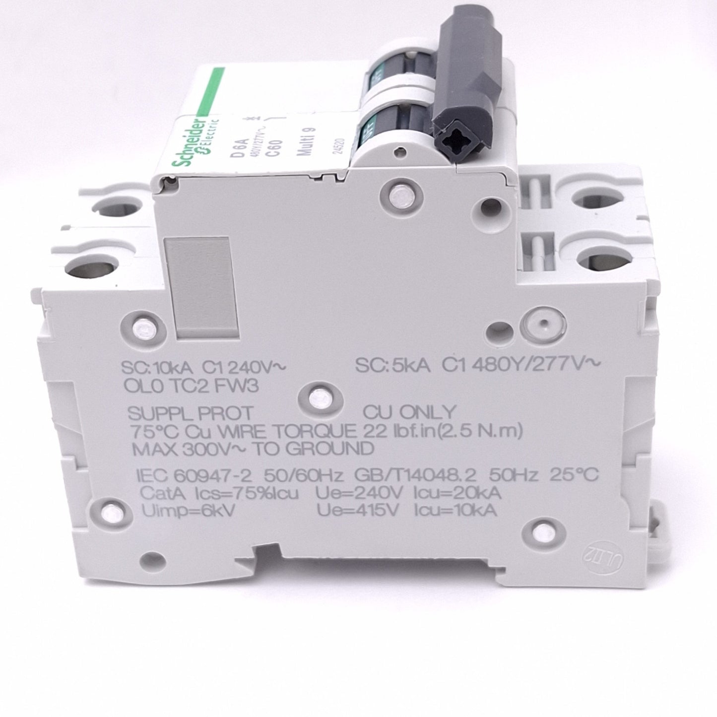 New Schneider Electric 24520 Multi9 Circuit Breaker, 2-Pole 6A, 480Y/277VAC Max
