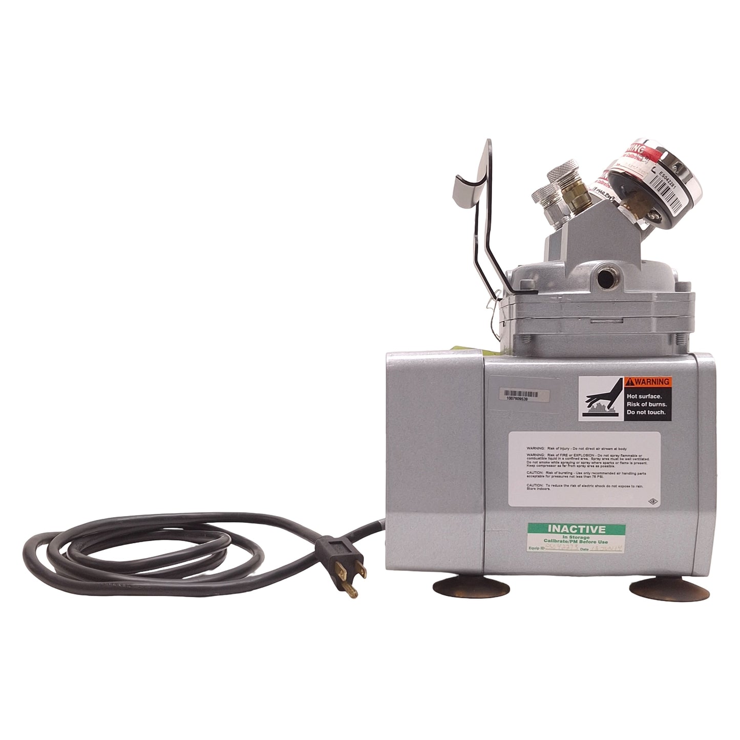 Used Gast DOA-P704-AA Compressor/Vacuum Pump 115VAC 4.5A, 1/8HP, 60psi Max, 3/8 NPT