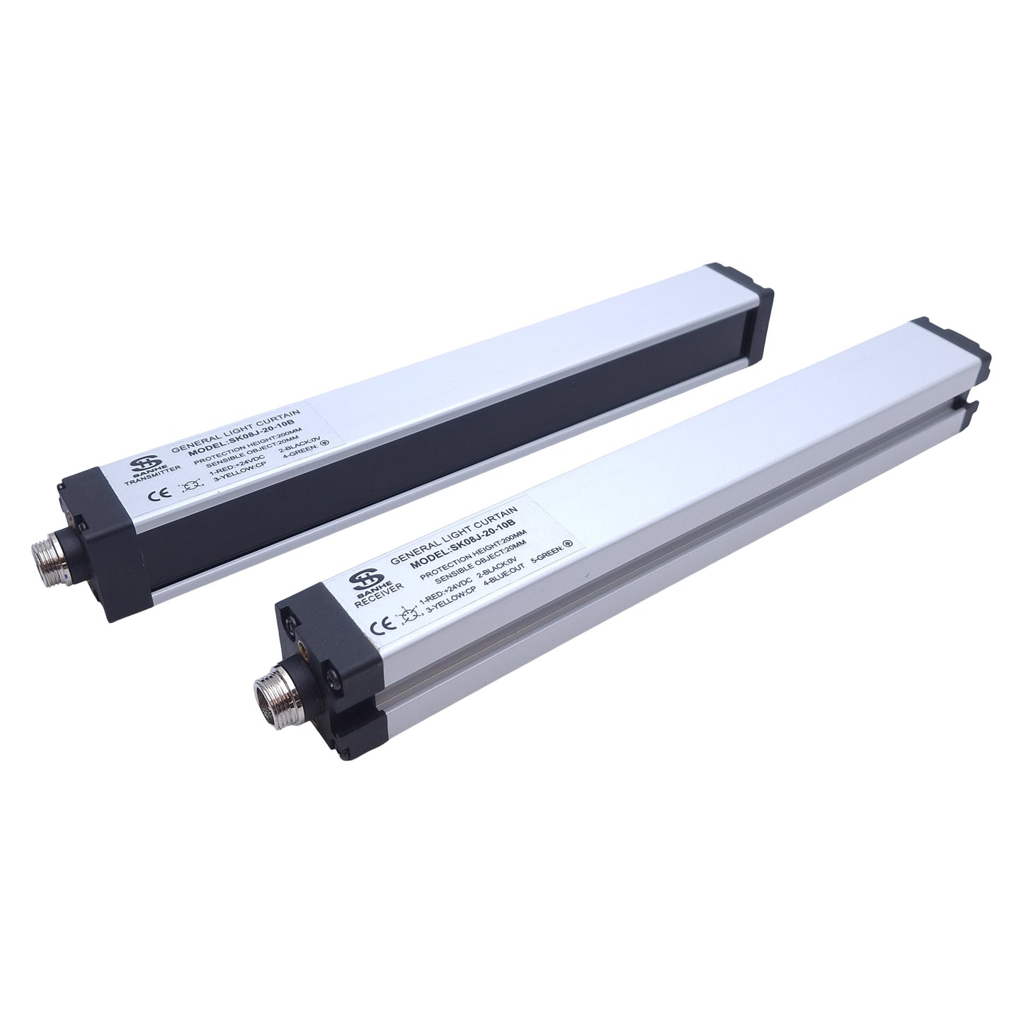 Used Sahe SK08J-20-10B Safety Light Curtain Transmitter & Receiver 24VDC, 200mm