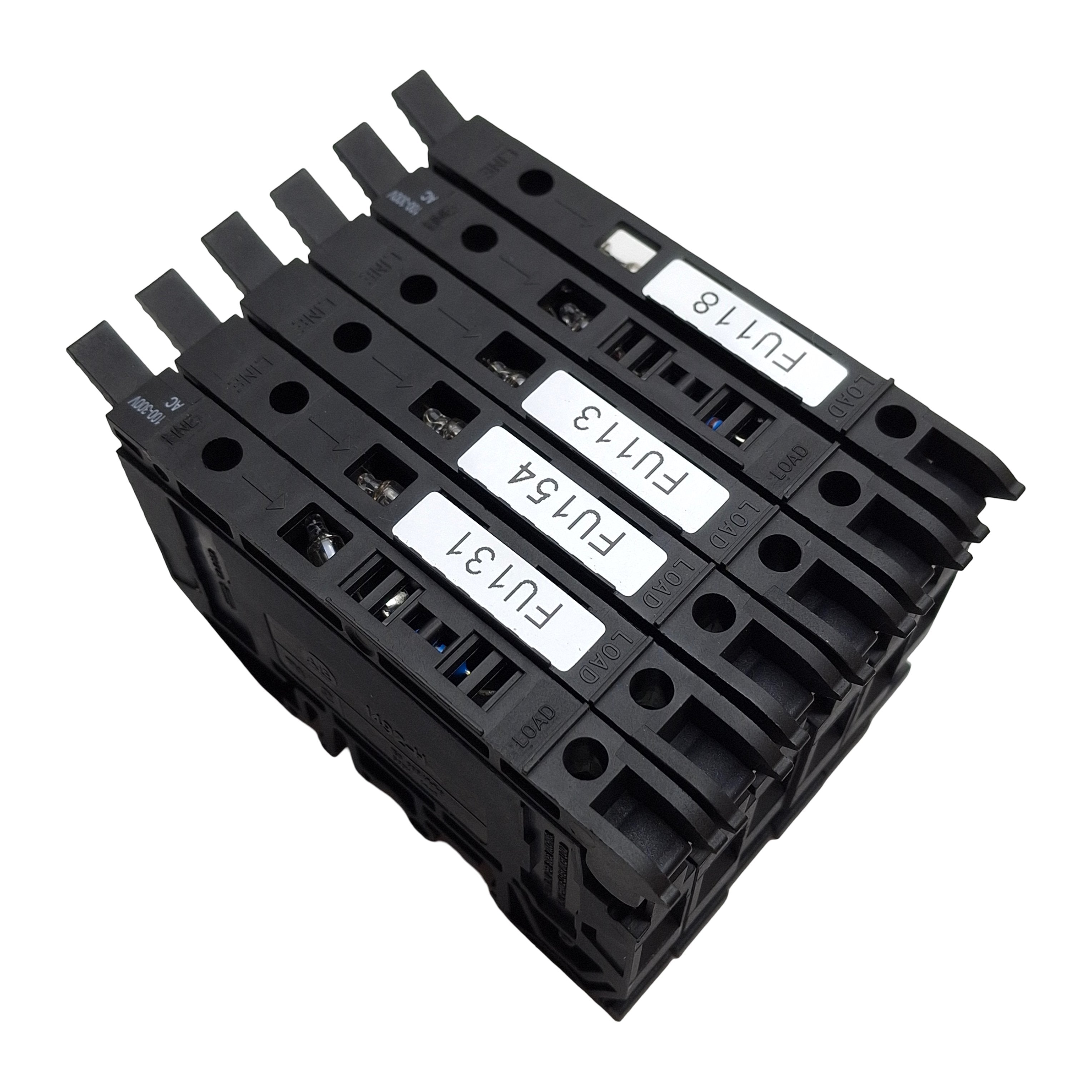 Lot of 6 Allen Bradley 1492-H4 Fused Terminal Blocks, Neon Indicator ...