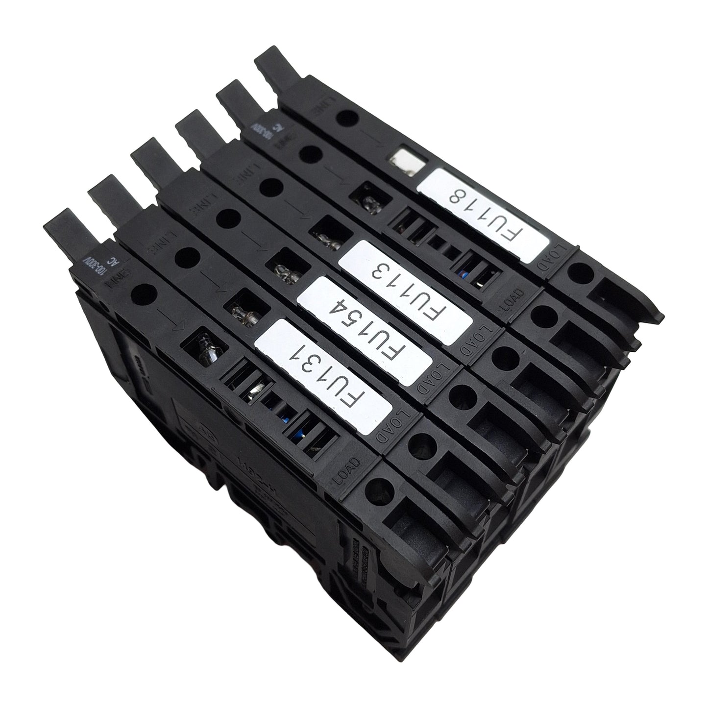 Used Lot of 6 Allen Bradley 1492-H4 Fused Terminal Blocks, Neon Indicator, 100-300VAC