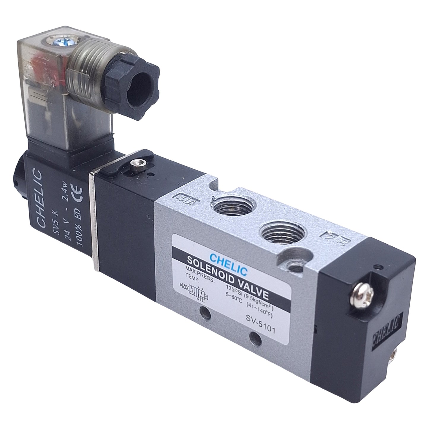 Used Chelic SV-5101 Solenoid Valve 5-Port 2-Position, 1/8 Rc Port, 24VDC Coil