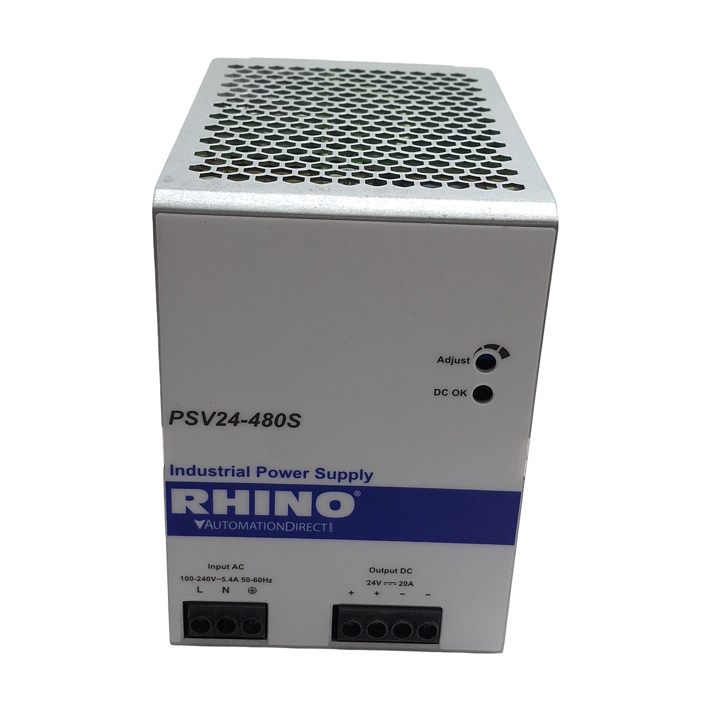 Used Rhino PSV24-480S Power Supply, 100-240VAC Input, 24VDC 20A Output, 480W