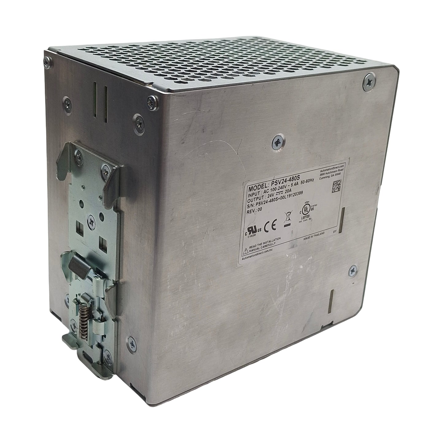 Used Rhino PSV24-480S Power Supply, 100-240VAC Input, 24VDC 20A Output, 480W