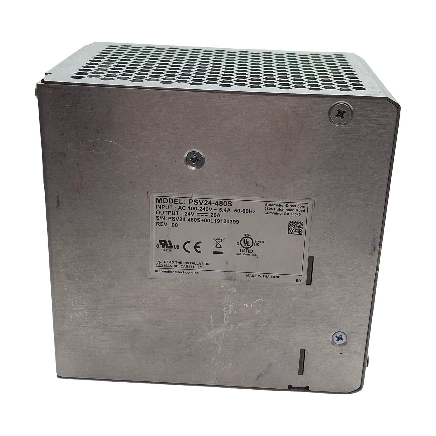 Used Rhino PSV24-480S Power Supply, 100-240VAC Input, 24VDC 20A Output, 480W
