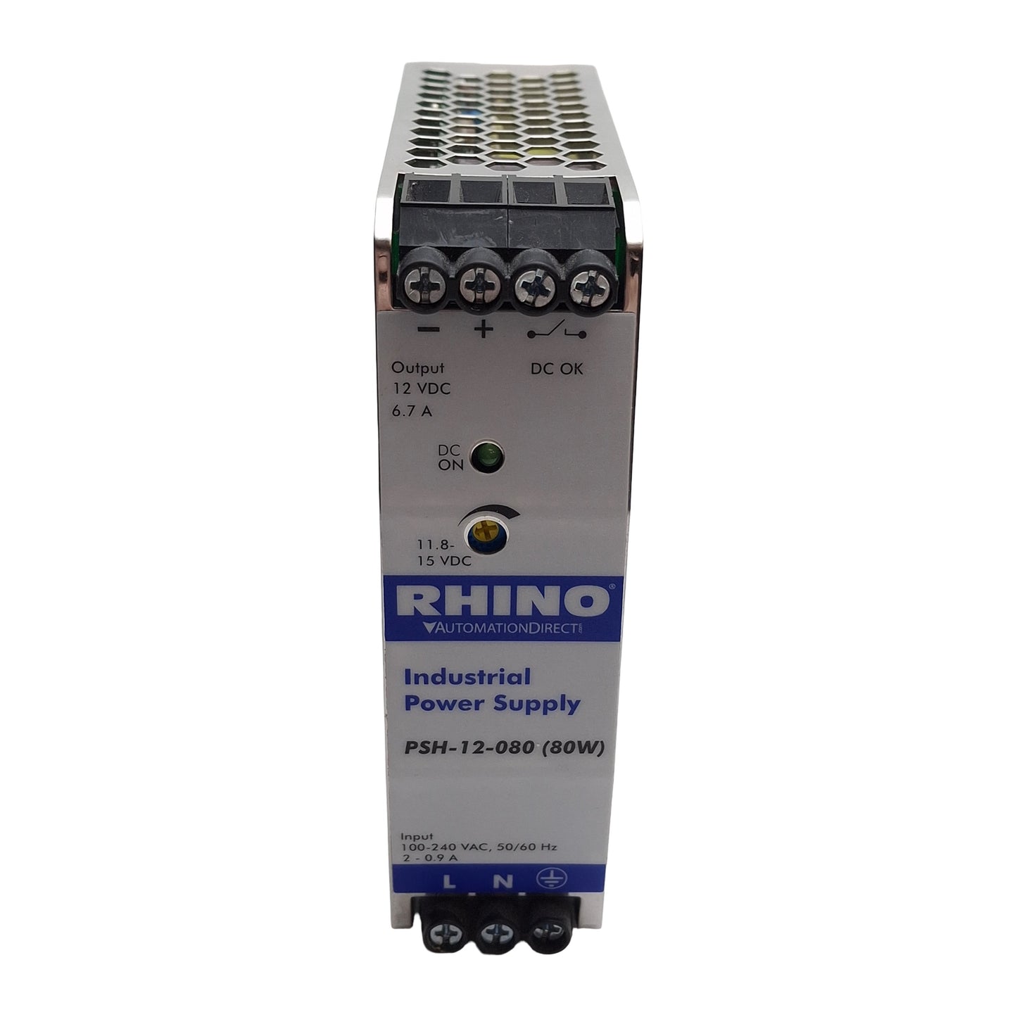 Used Rhino PSH-12-080 Switching Power Supply, 120-240VAC Input, 12VDC Output, 80W