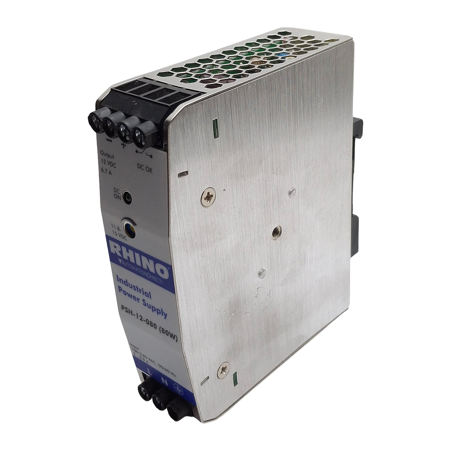 Used Rhino PSH-12-080 Switching Power Supply, 120-240VAC Input, 12VDC Output, 80W