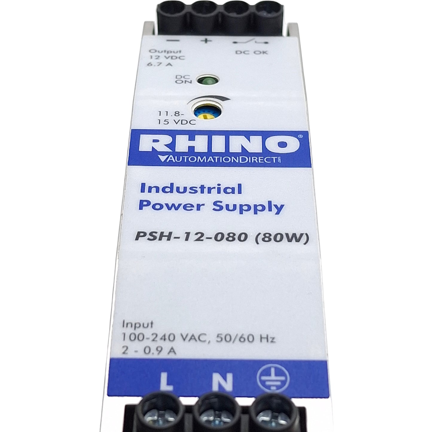 Used Rhino PSH-12-080 Switching Power Supply, 120-240VAC Input, 12VDC Output, 80W