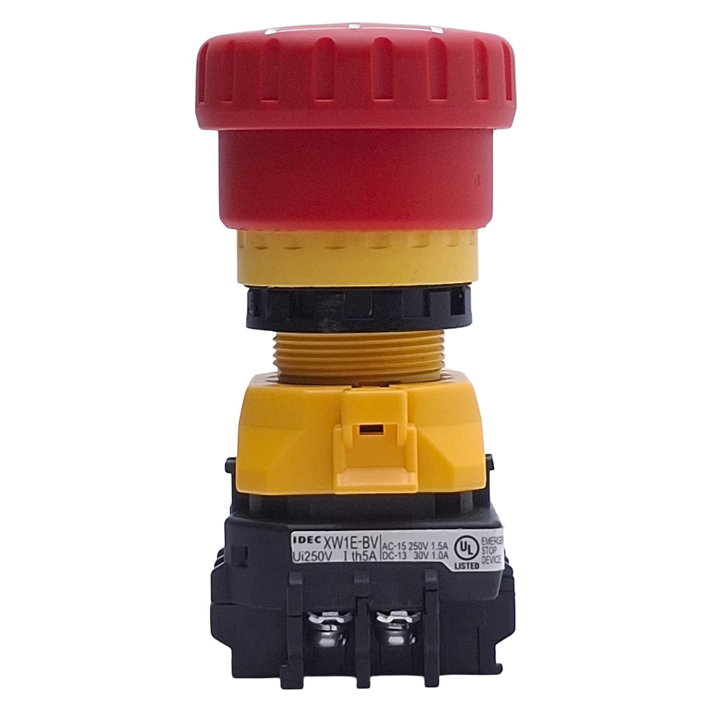 Used Idec XW1E-BV401M-RH-EMO E-Stop Push Button, Twist-Release, 1NC,1.5A 250VAC