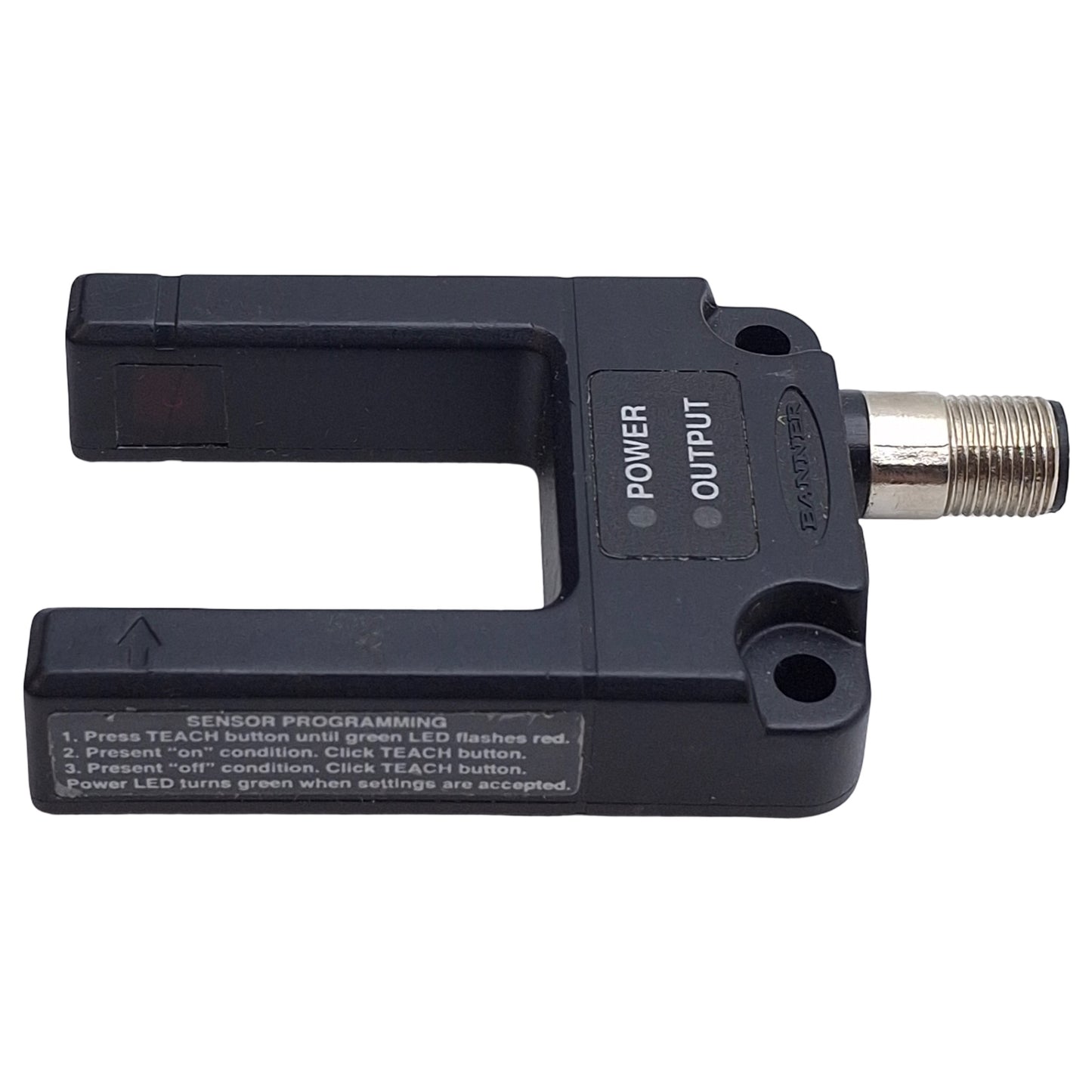 Used Banner SLE30B6VQ Programmable Slot Sensor, NPN/PNP, 30mm W, 10-30VDC, 5-Pin M12