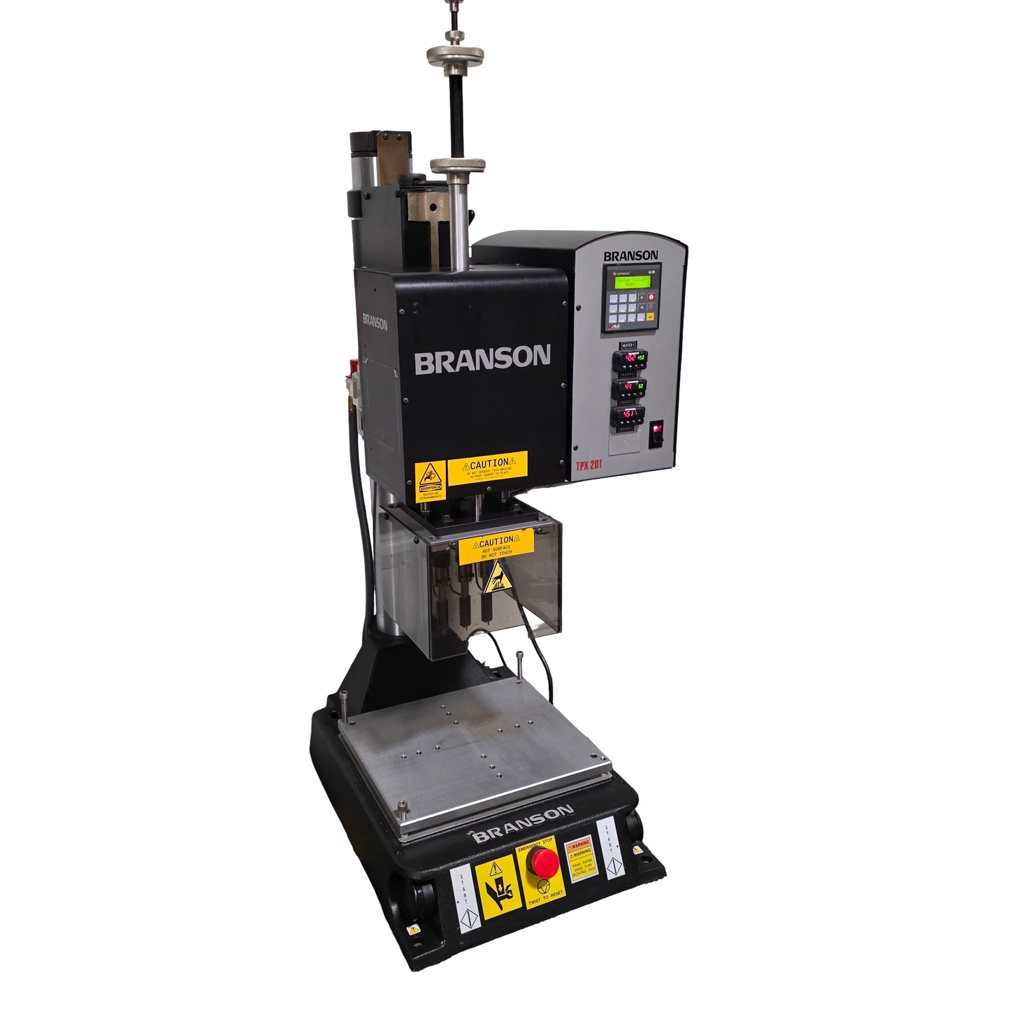 Used Branson 201-3 TPX Thermal Processor Welder Staker 3-Zone, 4" Stroke, 120VAC 15A
