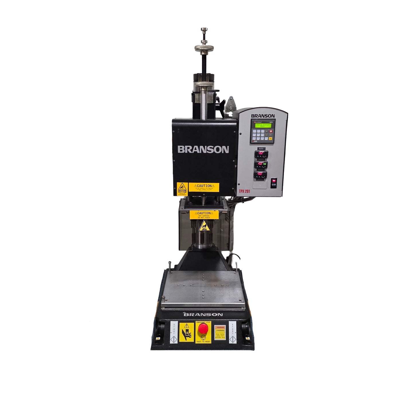 Used Branson 201-3 TPX Thermal Processor Welder Staker 3-Zone, 4" Stroke, 120VAC 15A