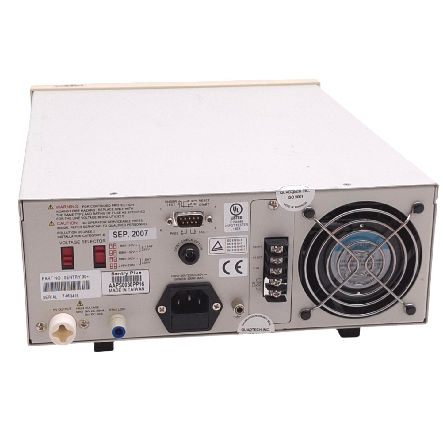 Used QuadTech Sentry 30 Plus AC/DC/IR Hipot Tester, 5/6kV 20/5mA Max, 100-240VAC