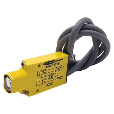 Used Banner SME312CVB Photoelectronic Sensor, NPN/PNP, 16mm Range, 30VDC, 5-Wire Lead