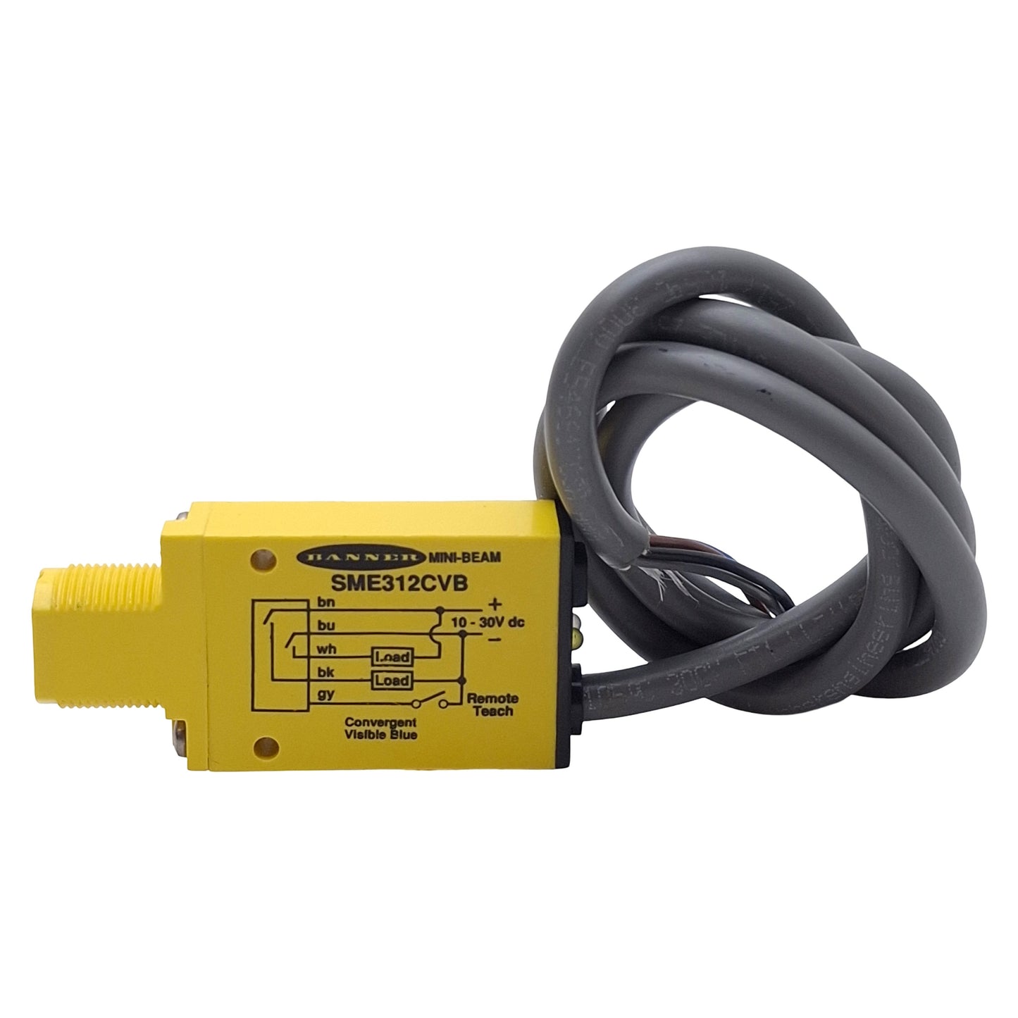 Used Banner SME312CVB Photoelectronic Sensor, NPN/PNP, 16mm Range, 30VDC, 5-Wire Lead