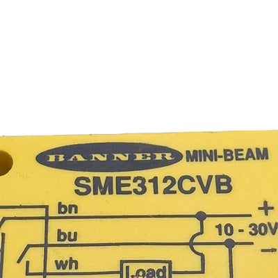 Used Banner SME312CVB Photoelectronic Sensor, NPN/PNP, 16mm Range, 30VDC, 5-Wire Lead