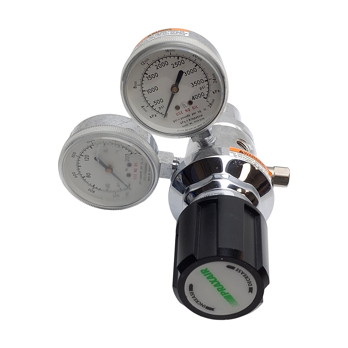 Used CONCOA 212331-580 Single Stage Gas Regulator, 3000psig Inlet, *See Fitting*