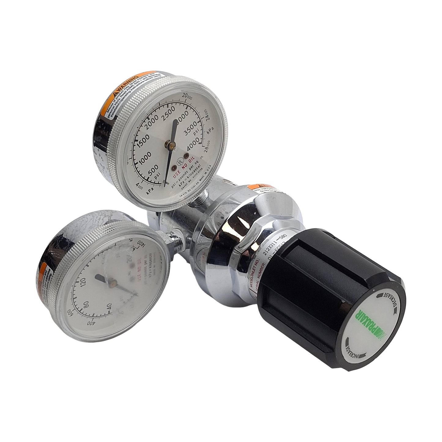 Used CONCOA 212331-580 Single Stage Gas Regulator, 3000psig Inlet, *See Fitting*