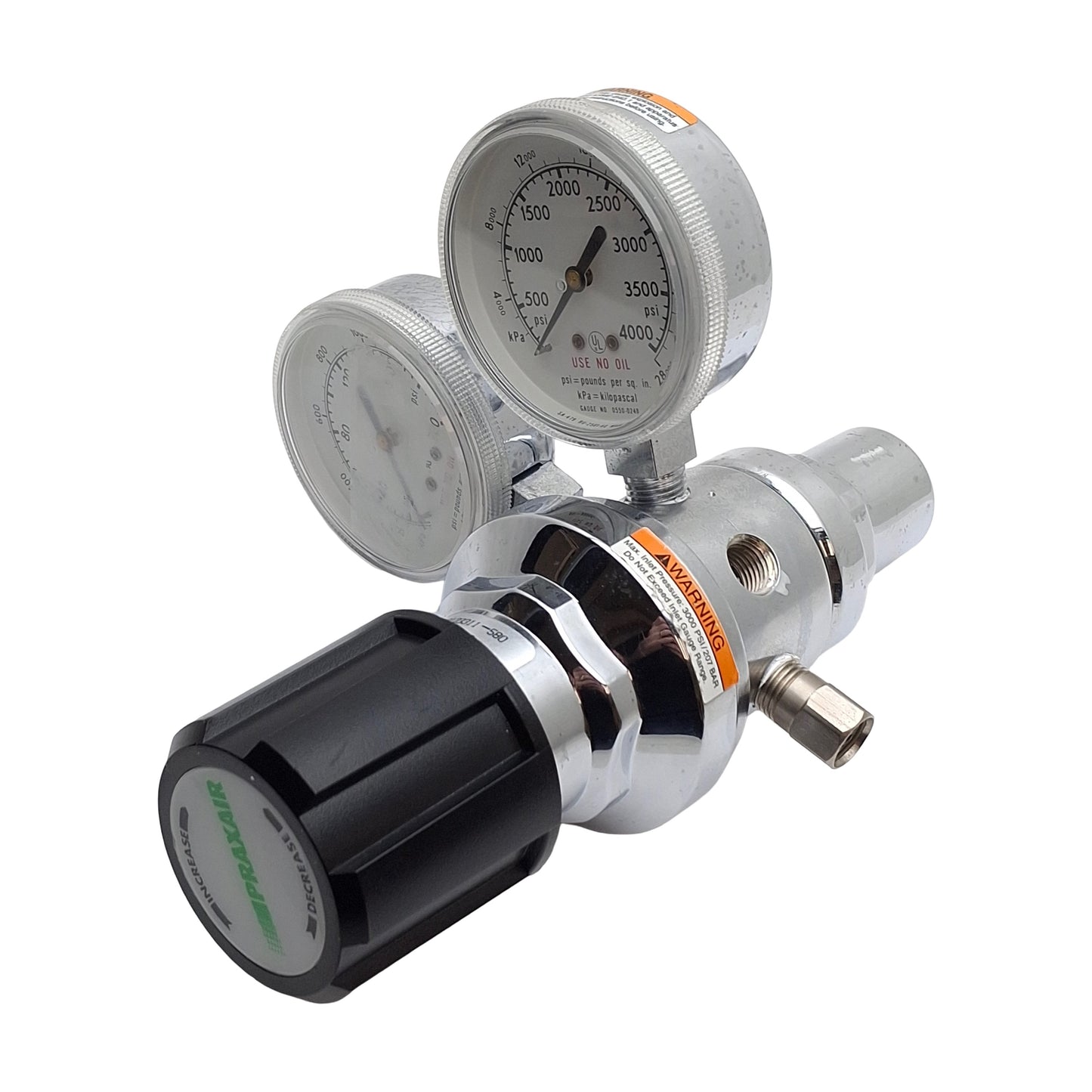 Used CONCOA 212331-580 Single Stage Gas Regulator, 3000psig Inlet, *See Fitting*