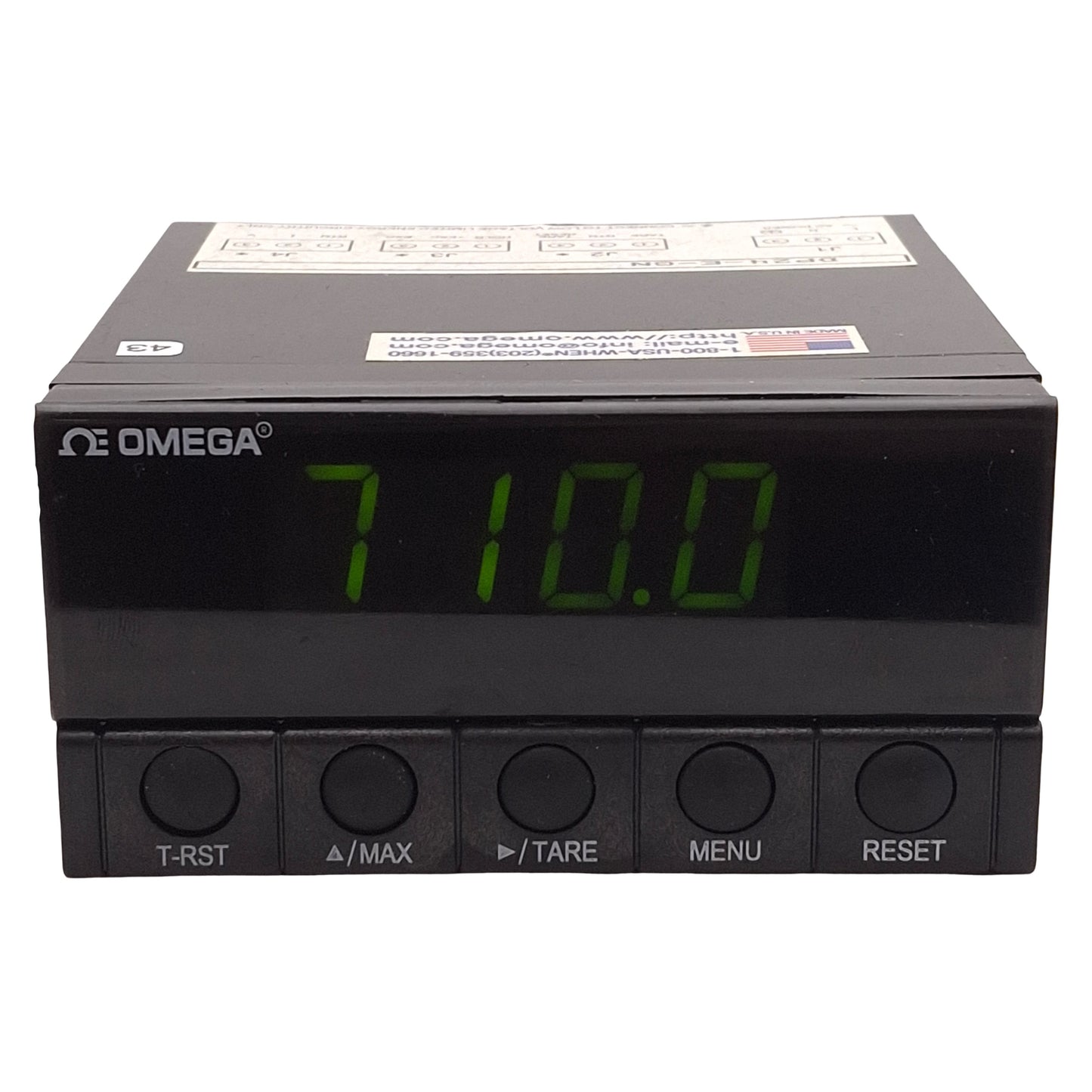 Used Omega DP24-E-GN Digital Panel Meter, 4-Digit Greed LED, 1/8 DIN, 115VAC *Mount*