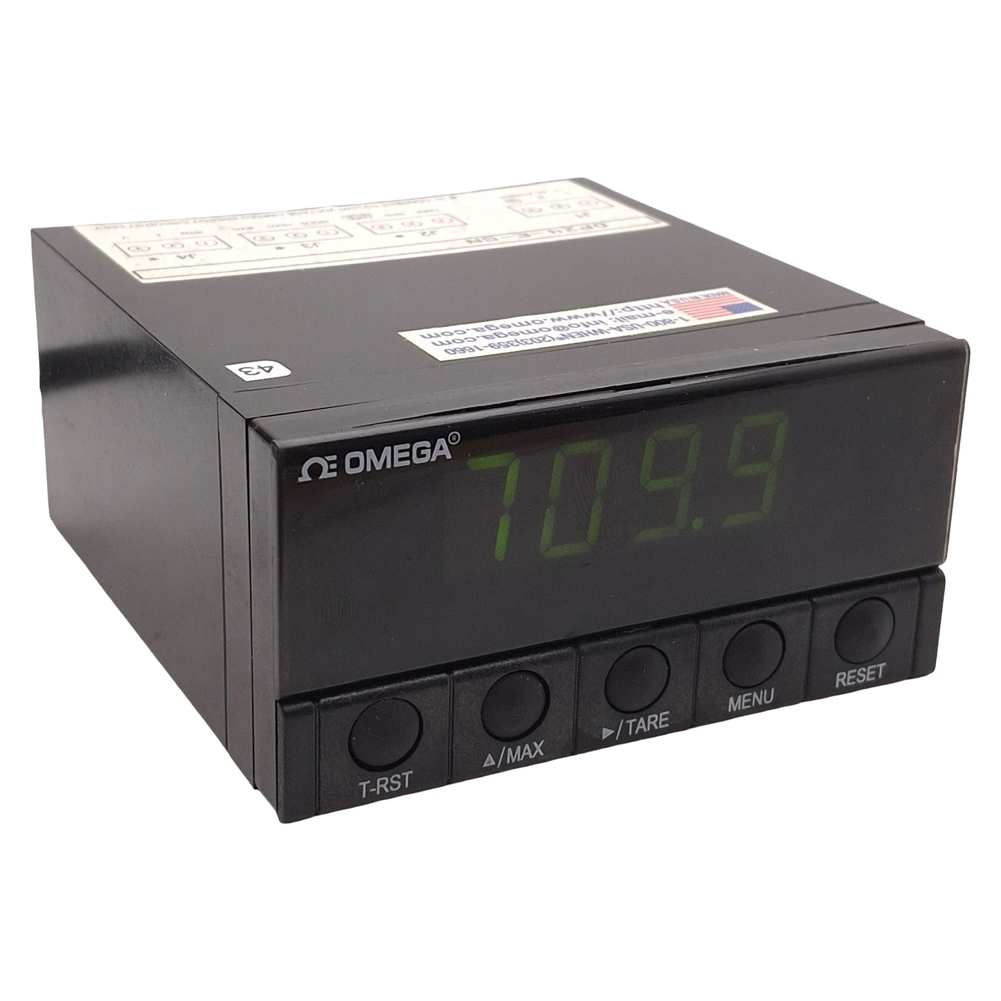 Used Omega DP24-E-GN Digital Panel Meter, 4-Digit Greed LED, 1/8 DIN, 115VAC *Mount*