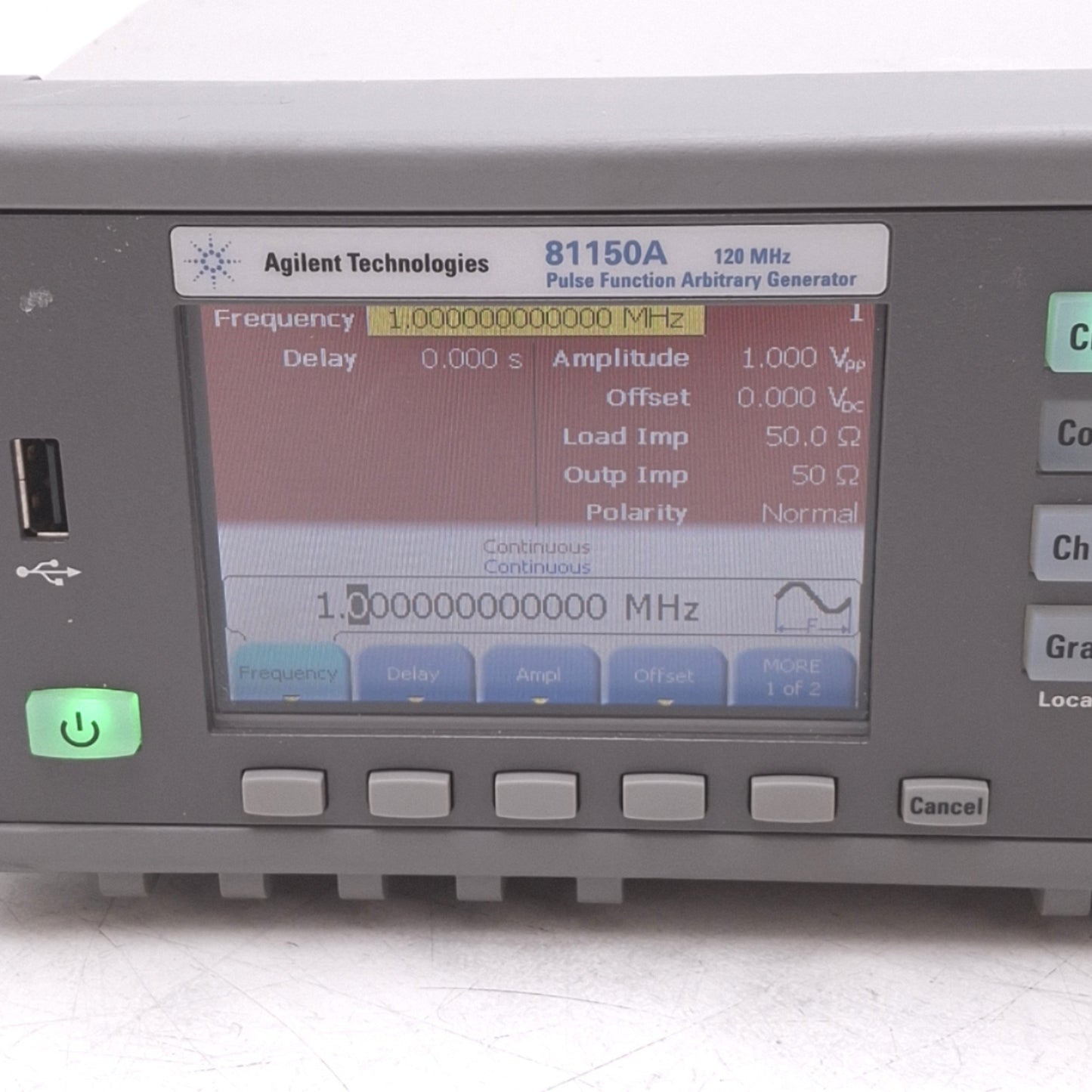 Used Agilent 81150A Pulse Function Arbitrary Generator 120MHz, 2-Channel, 100-240VAC