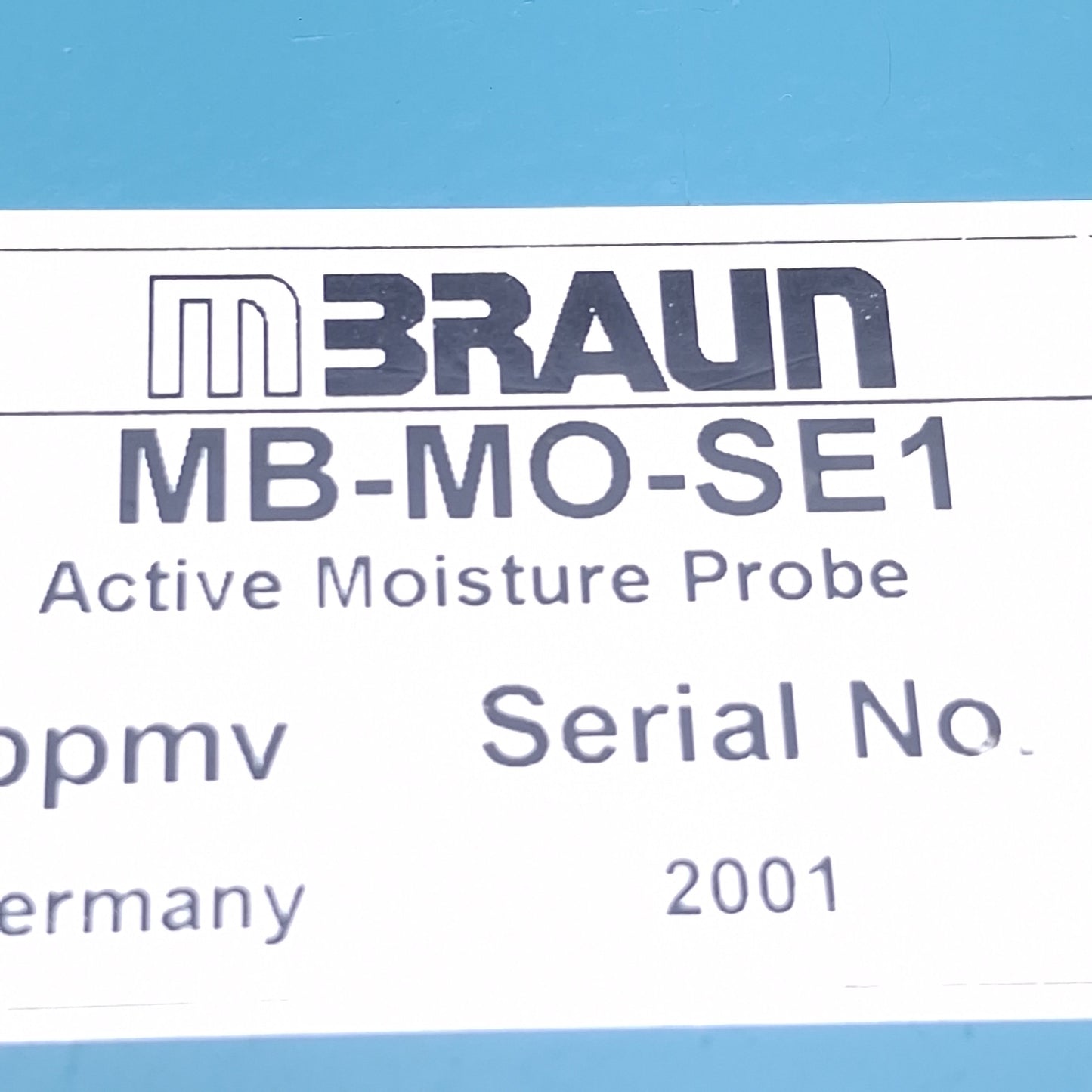 Used Mbraun MB-MO-SE1 Moisture Analyzer Probe 0-500ppmv, 800-1200mbar, 24VDC, ø14mm