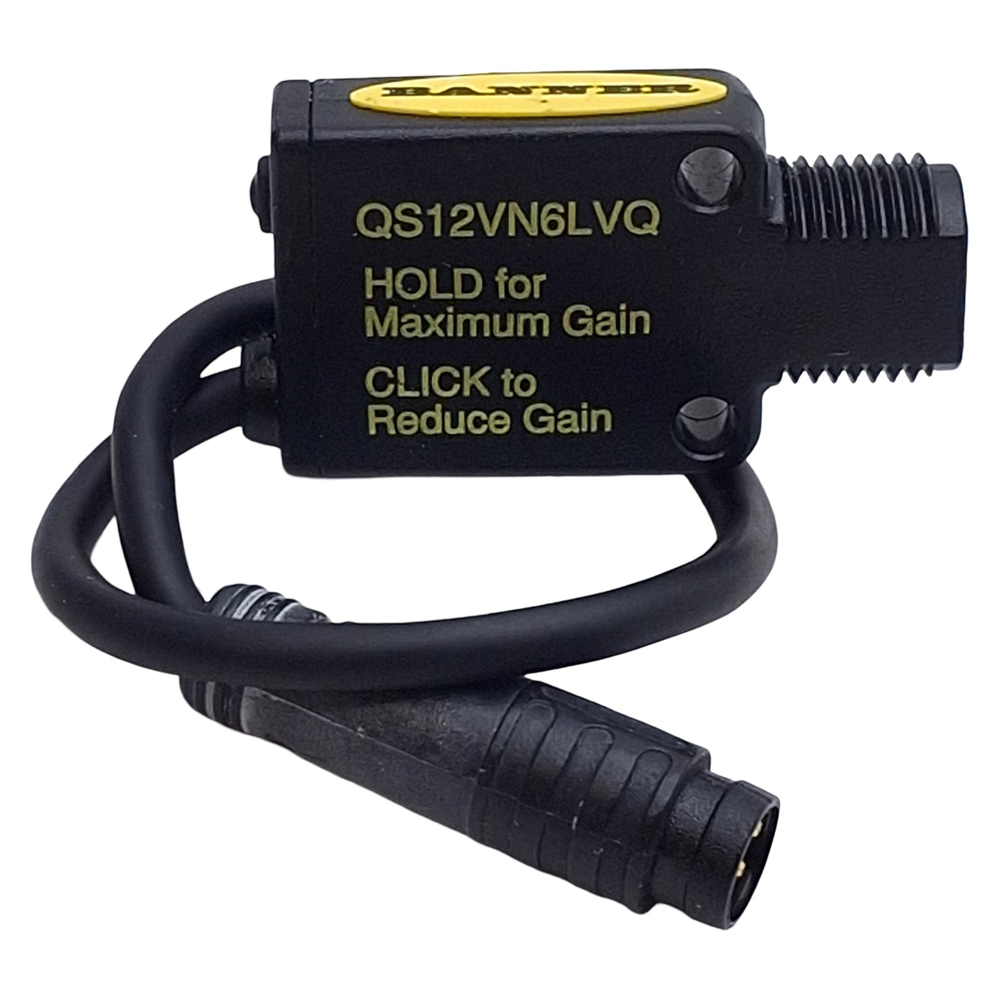 Used Banner QS12VN6LVQ Photoelectric Sensor, NPN, 2m Range, 10-30VDC, 4-Pin M8, 6in