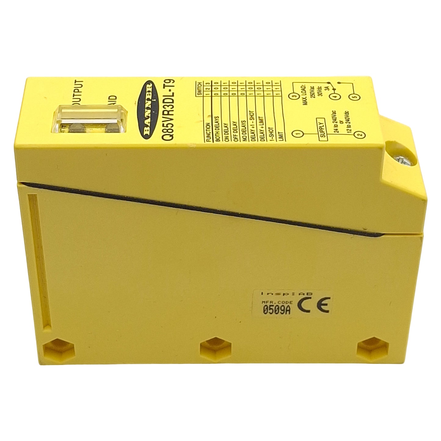 Used Banner Q85VR3DL-T9 Long Range Diffuse Sensor SPDT 1m Range, 240VAC/DC, 1/2" NPSM