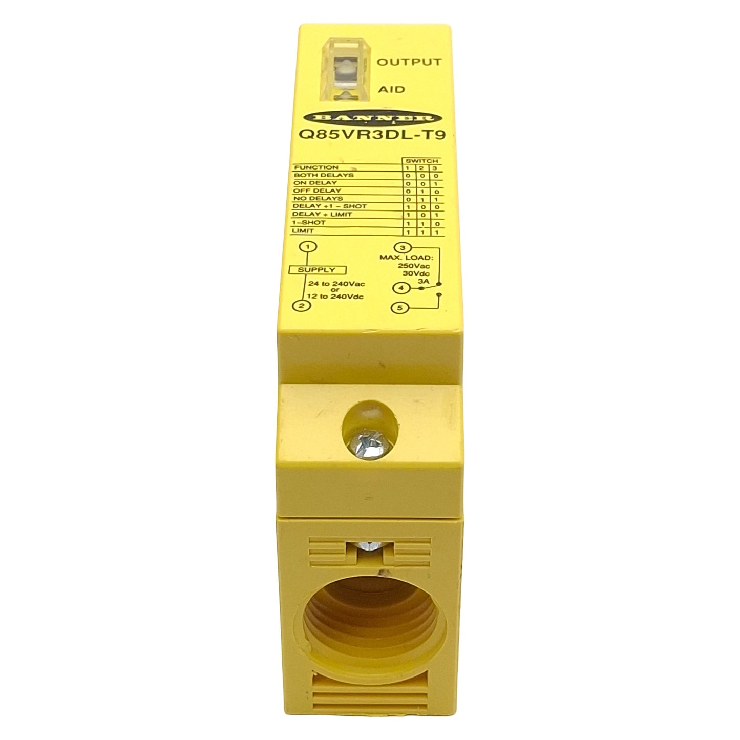 Used Banner Q85VR3DL-T9 Long Range Diffuse Sensor SPDT 1m Range, 240VAC/DC, 1/2" NPSM