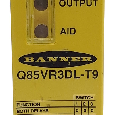 Used Banner Q85VR3DL-T9 Long Range Diffuse Sensor SPDT 1m Range, 240VAC/DC, 1/2" NPSM