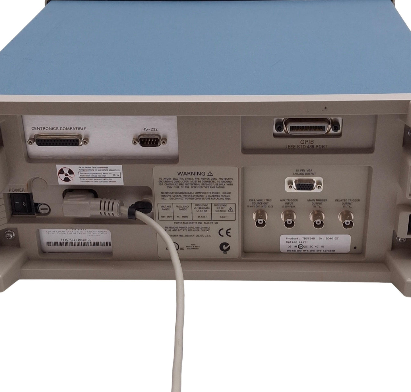 Used Tektronix TDS754D Digital Phosphor Oscilloscope, 4-Channel 500MHz 2GS/s, GPIB