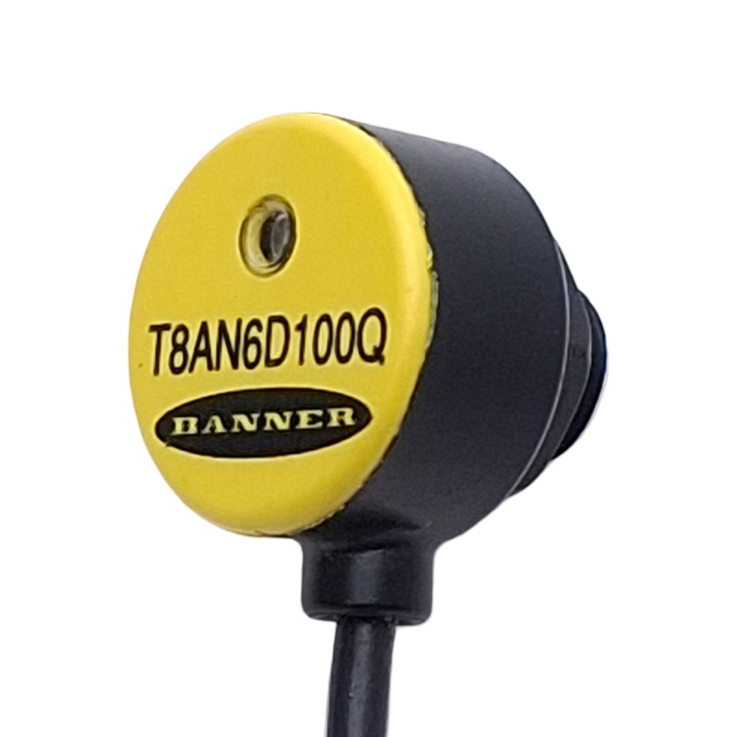 Used Banner T8AN6D100Q Photoelectronic Sensor, NPN, 100mm Range, 10-30VDC, 3-Pin M8