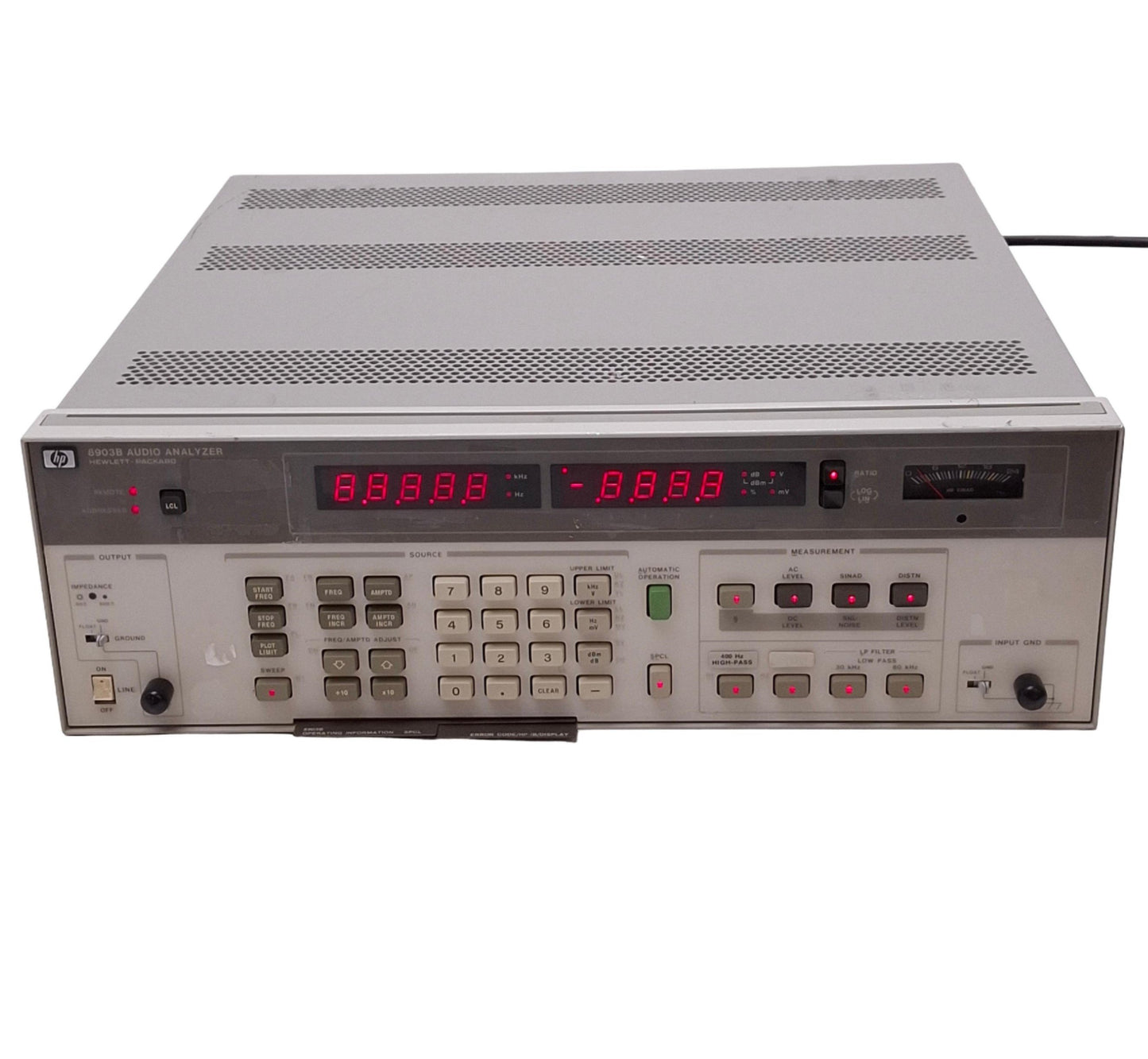 Used HP 8903B Audio Analyzer, 20Hz-100kHz, HP-IB, 100-240VAC, THD/SINAD/SNR