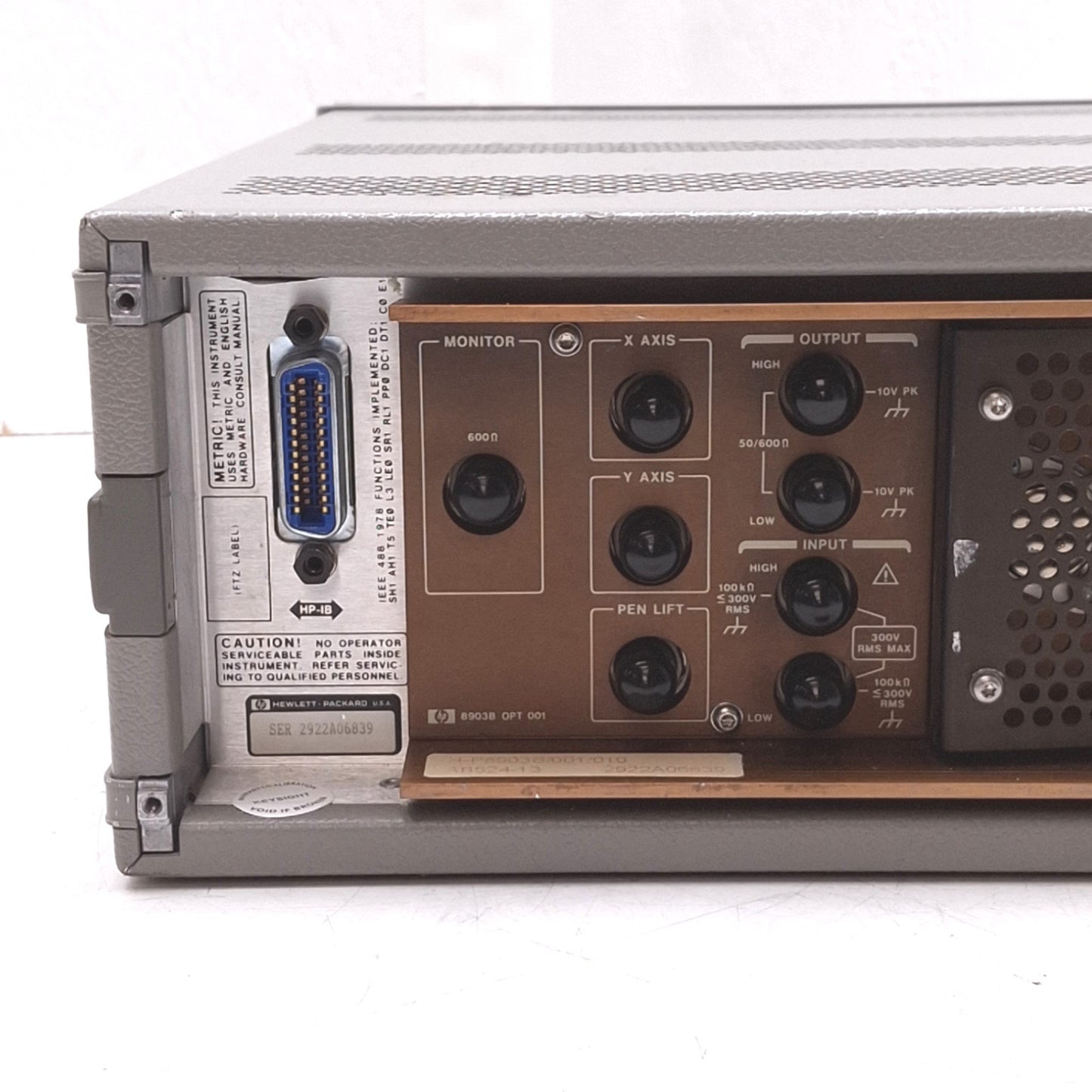 Used HP 8903B Audio Analyzer, 20Hz-100kHz, HP-IB, 100-240VAC, THD/SINAD/SNR