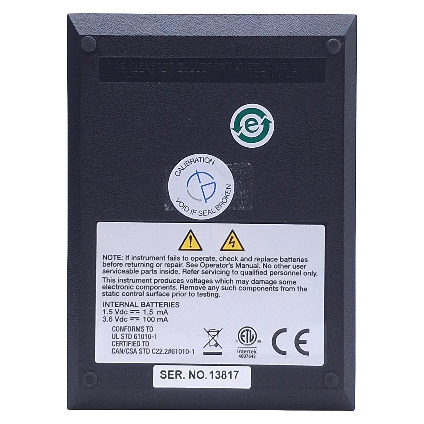 Used 3M 701 Megohmmeter Test Kit for Static Control 500Ohms Internal, 0-10MOhms Range