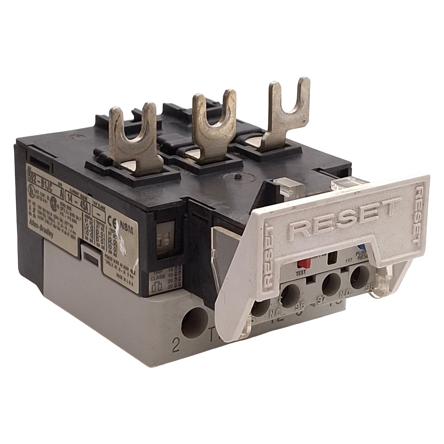 Used Allen Bradley 592-B1JC Solid State Overload Relay 14-45A, 3Ø 600VAC, NEMA Size 2