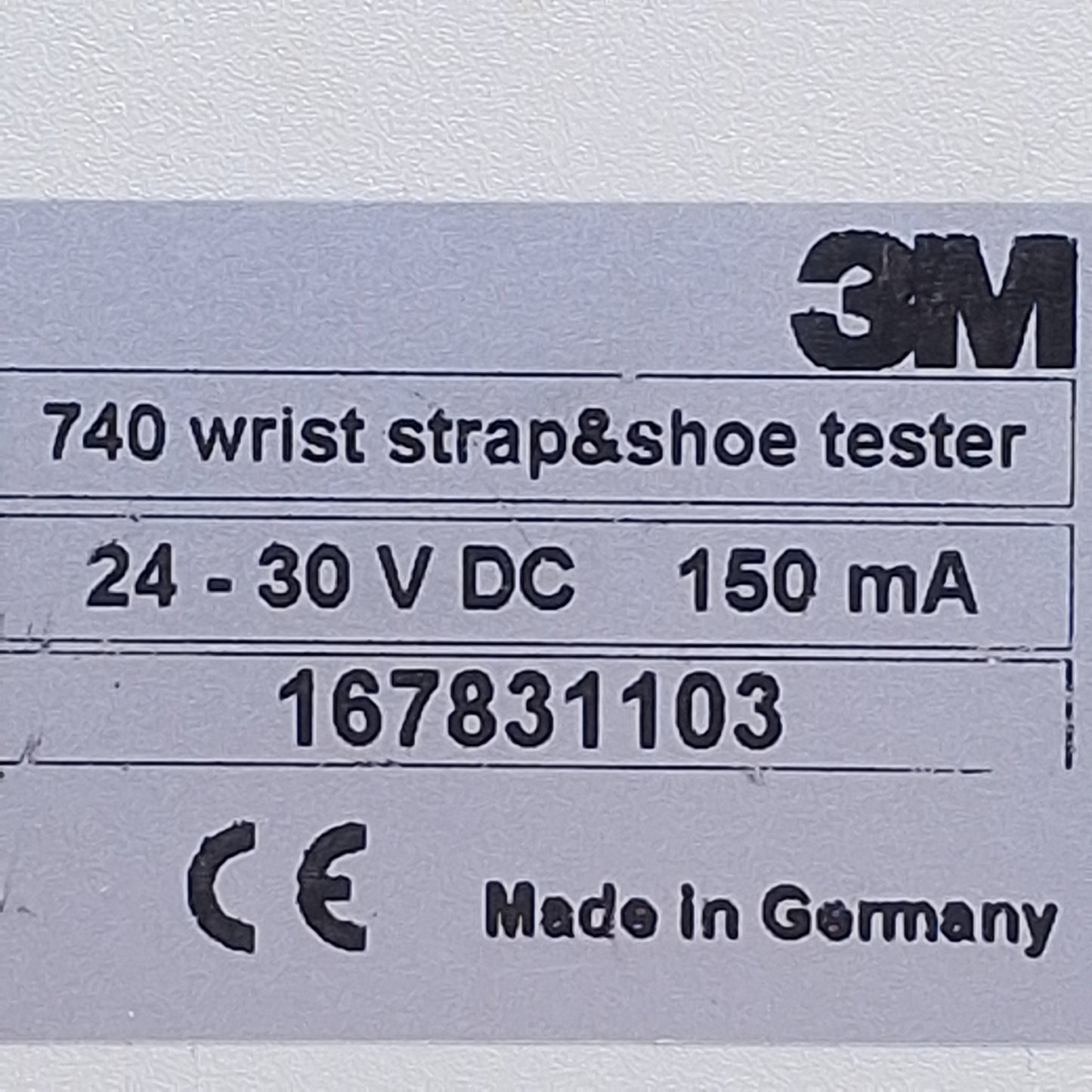 Used 3M 740 Wrist Strap and Shoe Tester 24-30VDC 150mA, 20VDC±1 Measurement