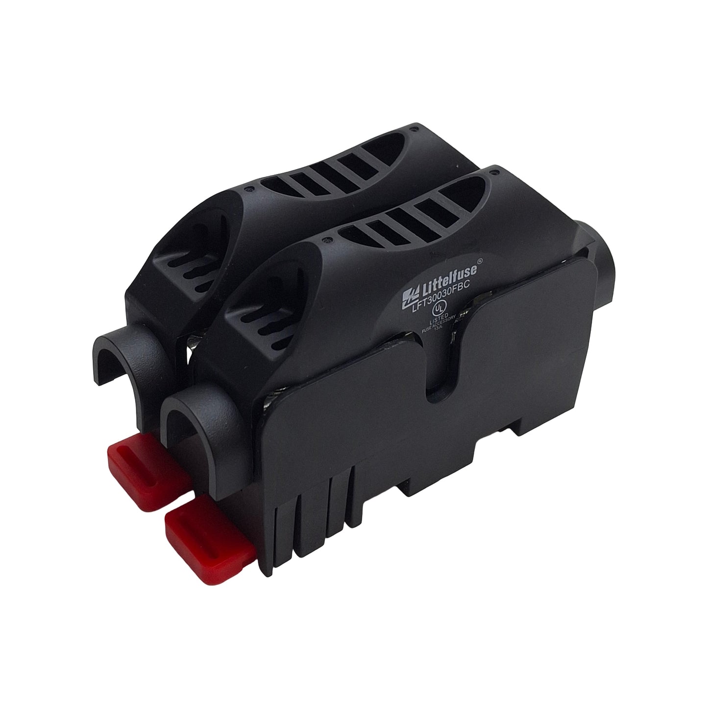 Used Littelfuse LFT300302C Fuse Block, 2-Pole, 300VAC/DC, 30 Amps, Class T, w/ Covers