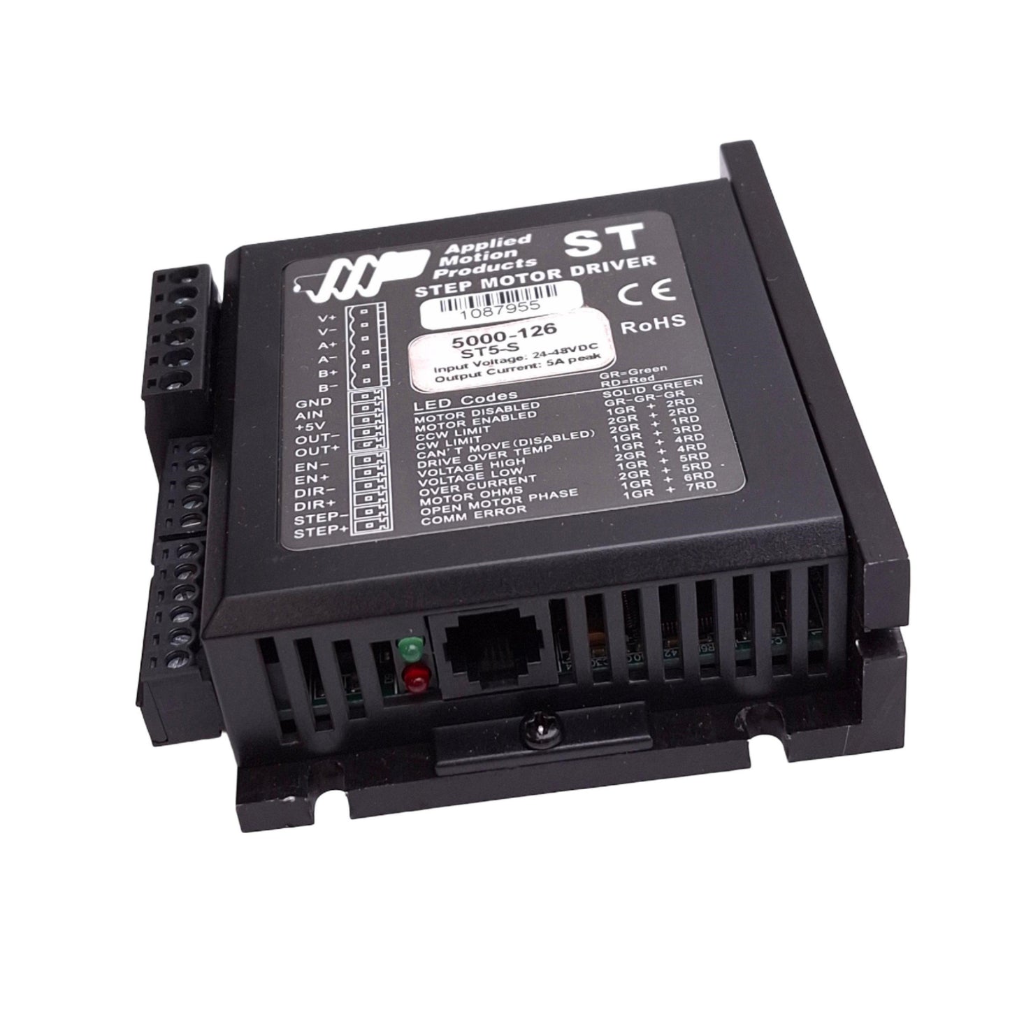 Used Applied Motion ST5-S Step Motor Driver, 24-48VDC In, 5A Peak, SCL RS-232